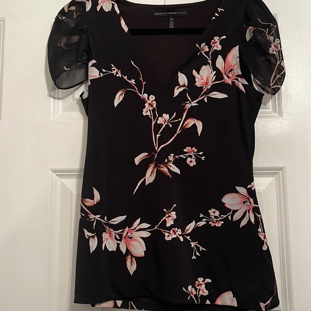 White House Black Market Black Blouse